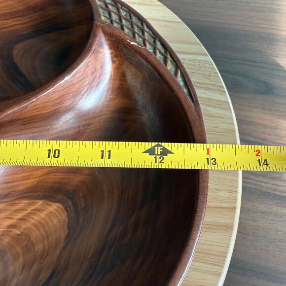 Vintage Divided Serving Tray MCM byCalifornia 328-USA Wooden Look With Handle & - Picture 10 of 14